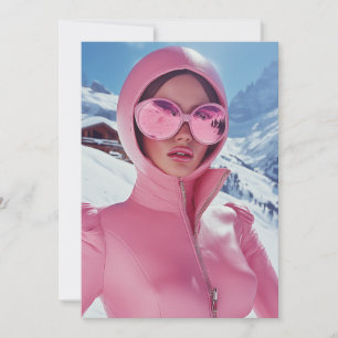 Futuristische Roze Ski Mode - Stijlvolle Winter Gl Kaart