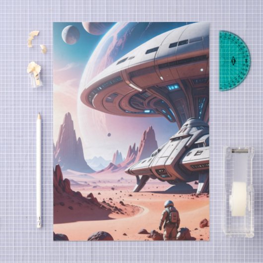 Futuristische Ruimte Avontuur Decoupage Tissue Pap Tissuepapier (Craft)