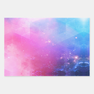 Futuristische ruimte Roze Blauw Ombre Fantasie Inpakpapier Vel