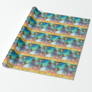 Futuristische ruimte, sterrennevel achtergrond. cadeaupapier
