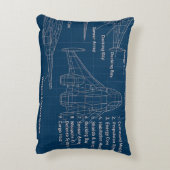 Futuristische ruimtevaartuig Blauwdruk Kunst Accent Kussen (Achterkant (Verticaal))