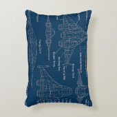 Futuristische ruimtevaartuig Blauwdruk Kunst Accent Kussen (Voorkant(Verticaal))