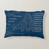 Futuristische ruimtevaartuig Blauwdruk Kunst Accent Kussen (Achterkant)