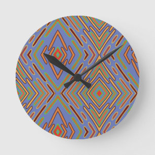 Futuristische schakelingen Abstract Blauw Patroon Ronde Klok