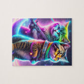 Futuristische Schattigee katten met lasers Pistole Legpuzzel (Horizontaal)