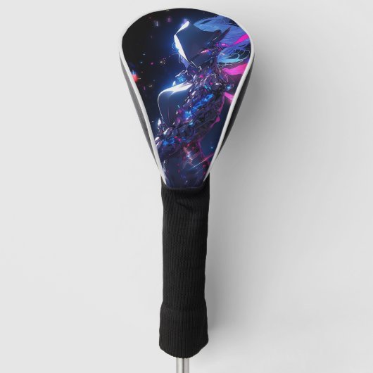 Futuristische Sci-Fi Cyber Warrior Anime Girl Golfheadcover (Voorkant)