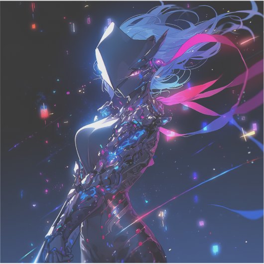 Futuristische Sci-Fi Cyber Warrior Anime Girl Sticker (Voorkant)