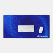 Futuristische Sci Fi Neon Blue Swirls Custom Gamin Bureaumat (Keyboard & Muis)