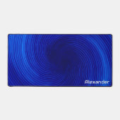 Futuristische Sci Fi Neon Blue Swirls Custom Gamin Bureaumat (Voorkant)