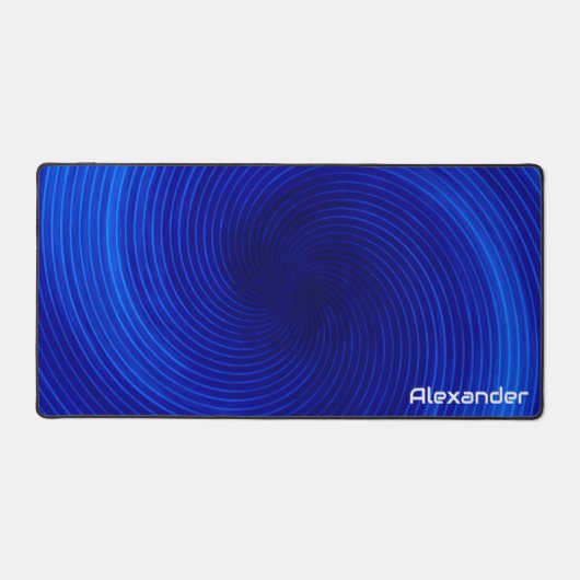 Futuristische Sci Fi Neon Blue Swirls Custom Gamin Bureaumat (Voorkant)