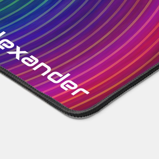 Futuristische Sci Fi Neon Swirls Custom Name Gamin Bureaumat (Hoek)