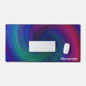 Futuristische Sci Fi Neon Swirls Custom Name Gamin Bureaumat (Keyboard & Muis)