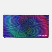 Futuristische Sci Fi Neon Swirls Custom Name Gamin Bureaumat (Voorkant)