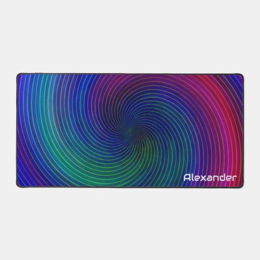 Futuristische Sci Fi Neon Swirls Custom Name Gamin Bureaumat (Voorkant)