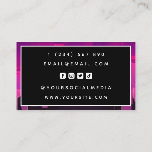 Futuristische Sci-Fi Retro City Digitale Marketing Visitekaartje (Achterkant)