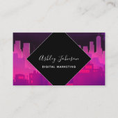 Futuristische Sci-Fi Retro City Digitale Marketing Visitekaartje (Voorkant)