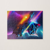 Futuristische Sci-Fi Warrior Cat met Laser Pistool Legpuzzel (Horizontaal)