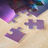 Futuristische Sci-Fi Warrior Cat met Laser Pistool Legpuzzel (Zijkant)