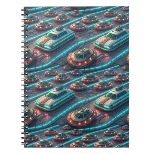 Futuristische Sci-Fi zwevende auto's en vliegende  Notitieboek
