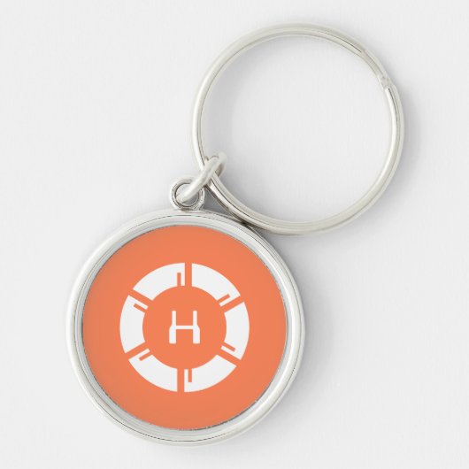 Futuristische sciFi-cirkel met aangepaste monogram Sleutelhanger (Voorkant)