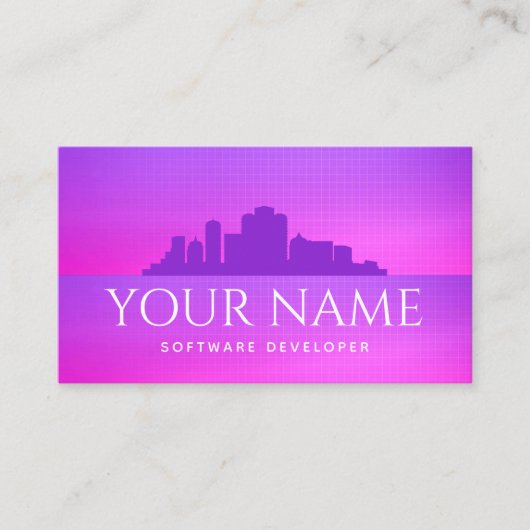 Futuristische softwareontwikkelaar Retro City Land Visitekaartje (Voorkant)
