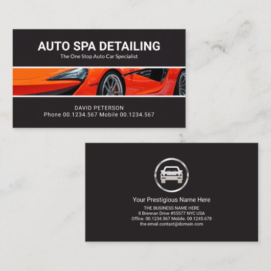 Futuristische sportauto met details over automatis visitekaartje (Voorkant / Achterkant)