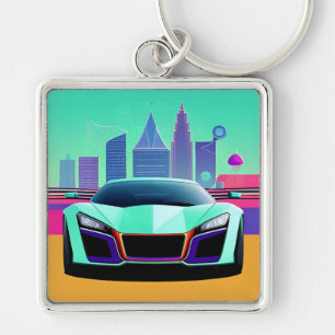 Futuristische sportauto racen stadsstijl cadeau sleutelhanger