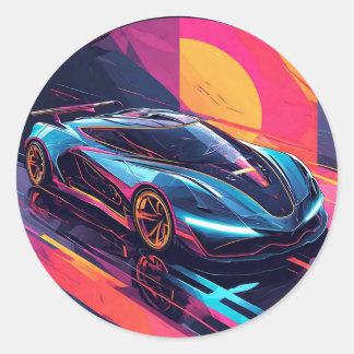 futuristische sportwagen ronde sticker