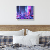 Futuristische stad canvas afdruk (Insitu (Slaapkamer))