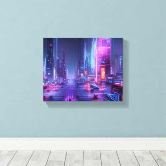Futuristische stad canvas afdruk (Insitu (Houten vloer))