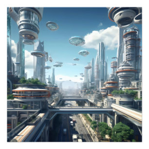 Futuristische stad foto afdruk
