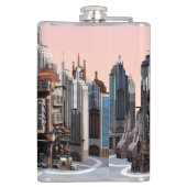 Futuristische stad heupfles (Achterkant)