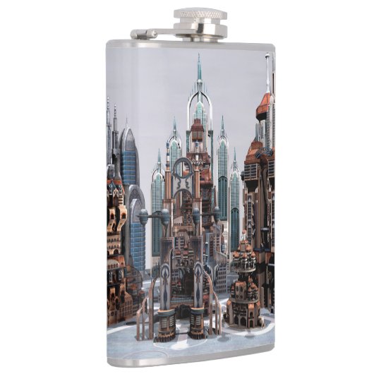 Futuristische stad heupfles (Rechts)