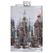 Futuristische stad heupfles (Voorkant)