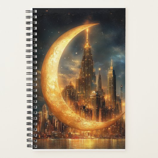 Futuristische stad in een halve maan planner (Voorkant)