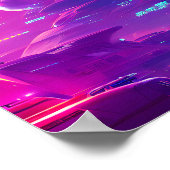 Futuristische stad in neonverlichting poster (Hoek)