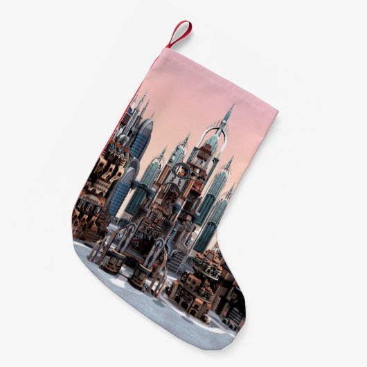 Futuristische stad kleine kerstsok (Voorkant (Hangend))