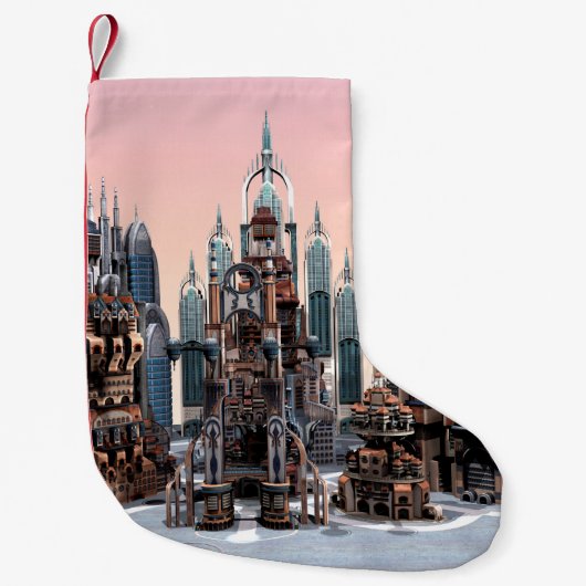 Futuristische stad kleine kerstsok (Voorkant)