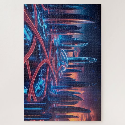 Futuristische stad legpuzzel (Verticaal)