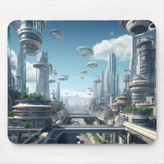 Futuristische stad muismat (Voorkant)