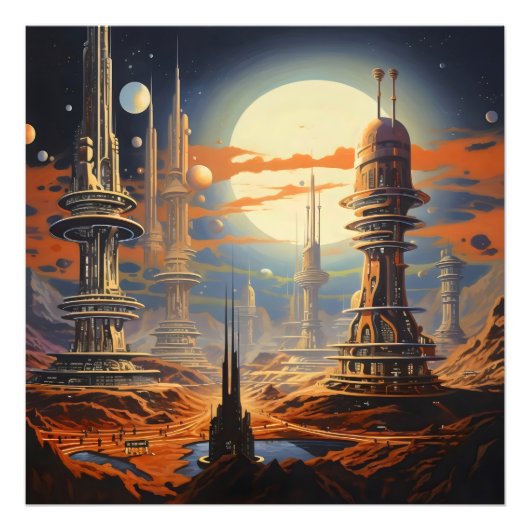 Futuristische stad Sci-Fi Foto Afdruk (Voorkant)