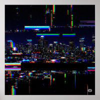 Futuristische stadsgezicht digitale glitch kunst