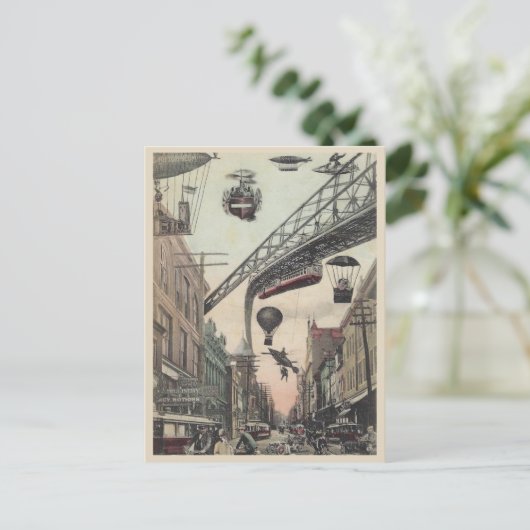  Futuristische Stadsstraatvliegers Briefkaart (Staand voorkant)