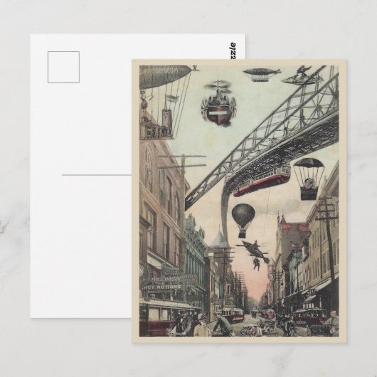  Futuristische Stadsstraatvliegers Briefkaart (Voorkant / Achterkant)
