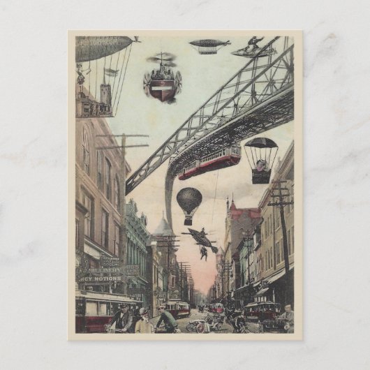  Futuristische Stadsstraatvliegers Briefkaart (Voorkant)
