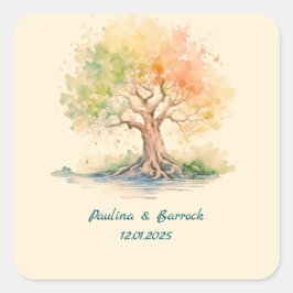 futuristische sticker van een boomvierkant