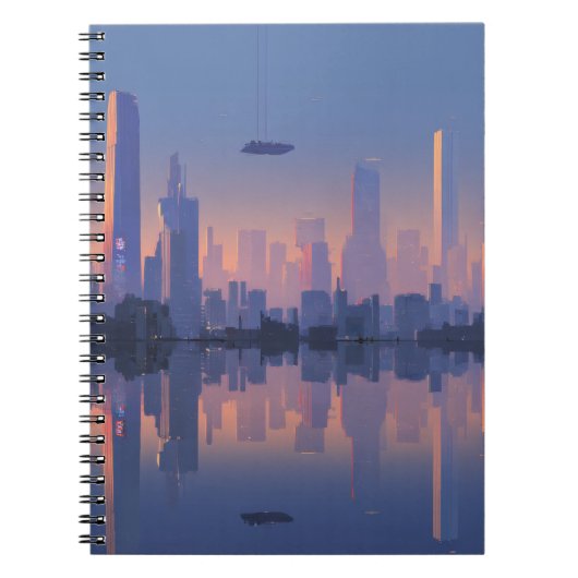 Futuristische Sunset Cityscape Notitieboek (Voorkant)