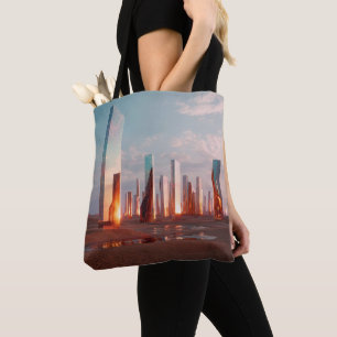Futuristische Surrealistische Spiegeltorens In Woe Tote Bag