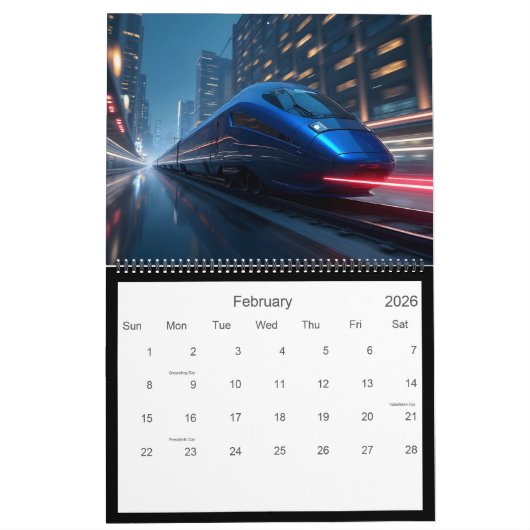 futuristische treinen kalender (Feb 2026)