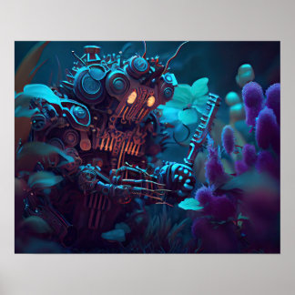 Futuristische Tuinrobot Poster